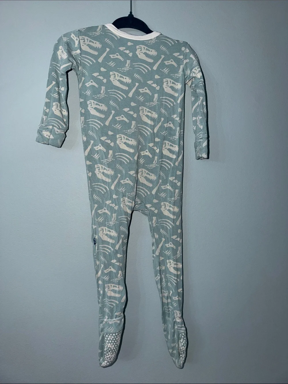 Kickee Pants blue Dinosaur Footed pajamas 9-12m